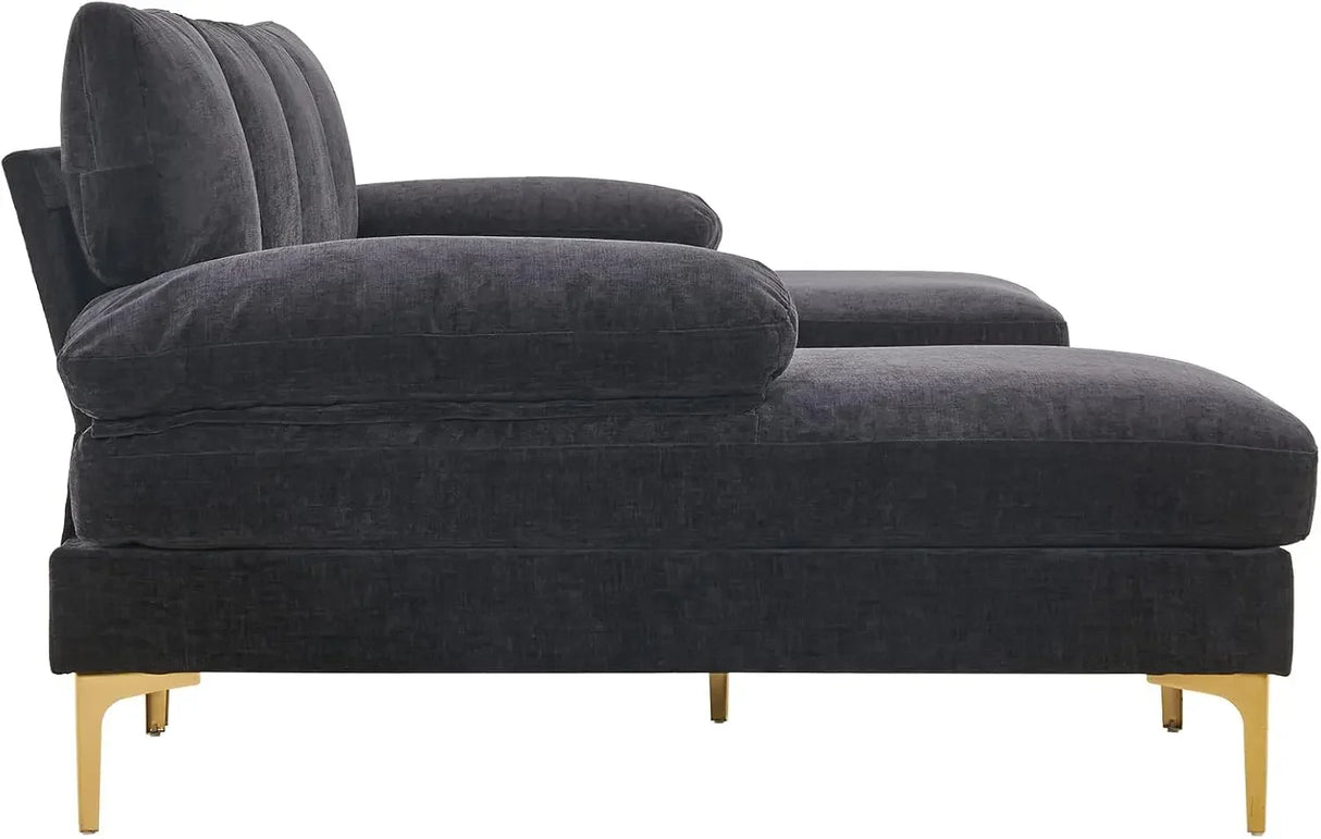 Convertible Sectional Sofa 110" U-Shape Sofa Couch 4-Seat Couch with Chaise ChenilleFabric Upholstered for Living Room
