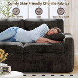 89 inch 3-Seater Fixed Chenille Sofa Modern Living Room Couch, Durable Fabric, Comfortable Sectional Sofa for Home