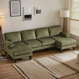 Convertible Sectional Sofa 110" U-Shape Sofa Couch 4-Seat Couch with Chaise ChenilleFabric Upholstered for Living Room