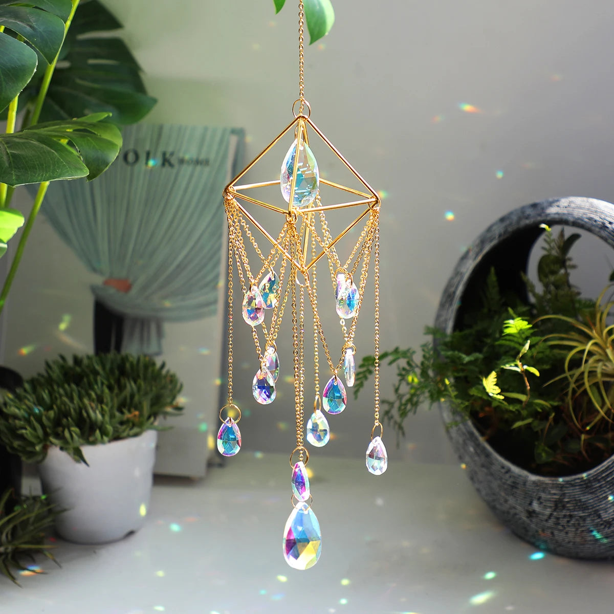 Hanging Sun Catcher Crystal Teardrop Chandelier - Crystal Decor Shop