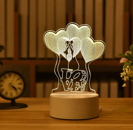 Romantic Love 3D Acrylic Led Lamp - Crystal Decor Shop