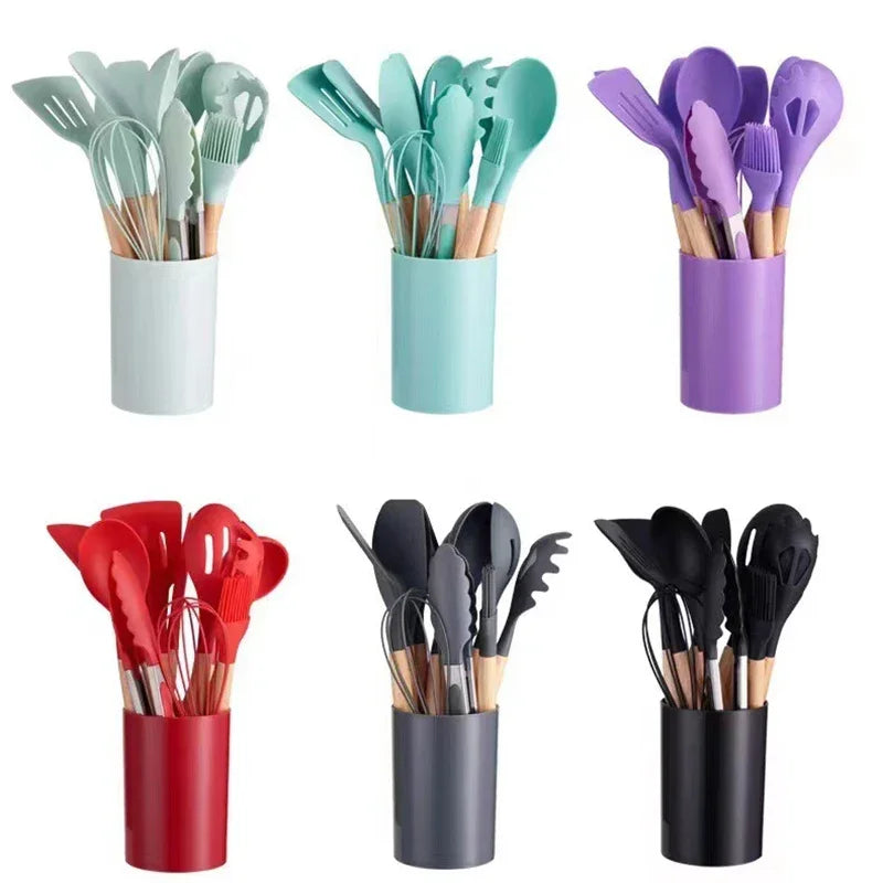 12Pcs Silicone Cooking Utensils - Crystal Decor Shop