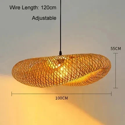 HandMade Vintage Bamboo Weaving LED Pendant Light - Crystal Decor Shop