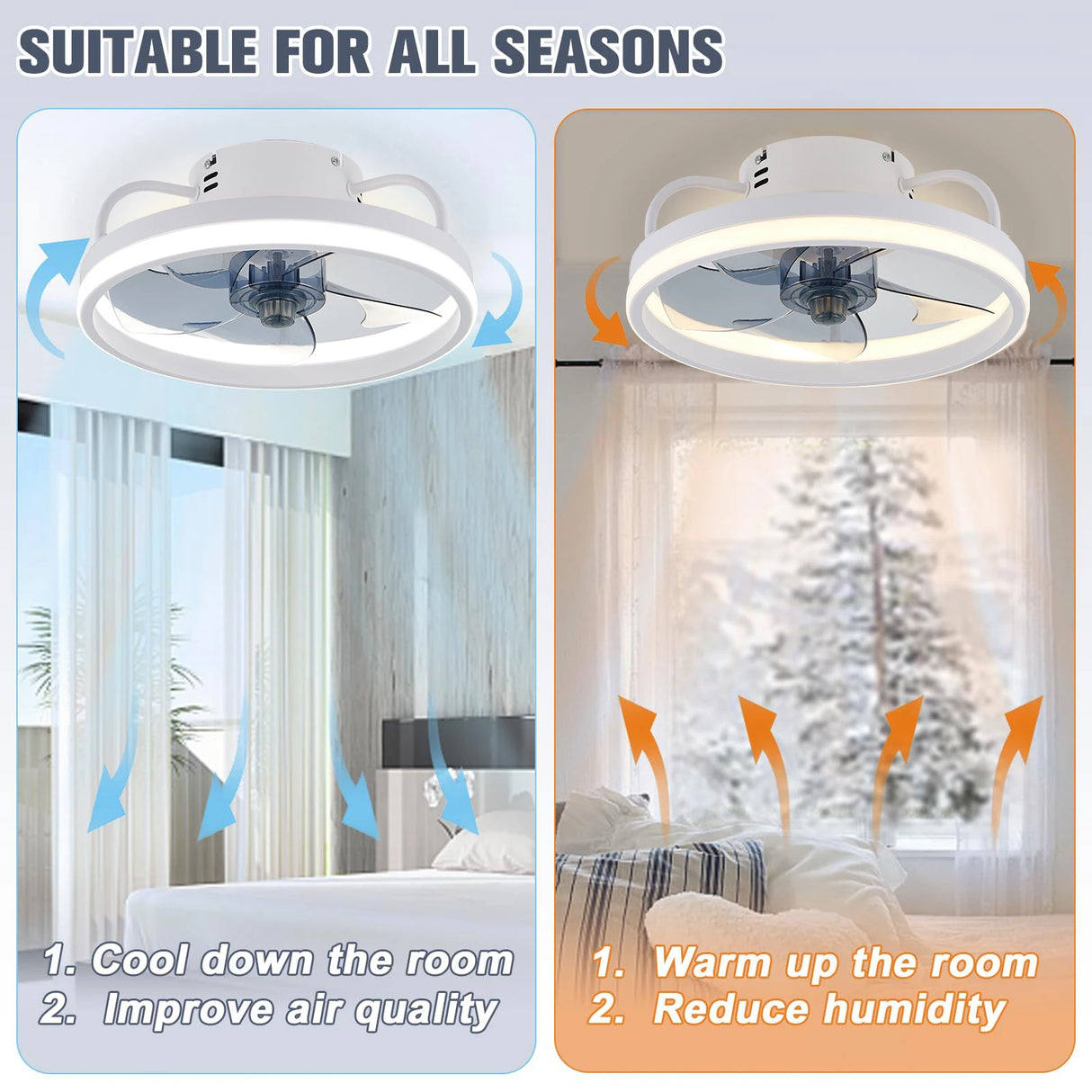 LED Ceiling Light Fan With Remote Control - Crystal Decor Shop