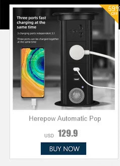 Herepow 118 Series Thailand American Standard Dual USB Wall Socket Smart Home Appliance Plug Adapter Type-c 3.1A Fast Charging - Crystal Decor Shop