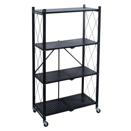 4-Tier Foldable Metal Shelf Rack