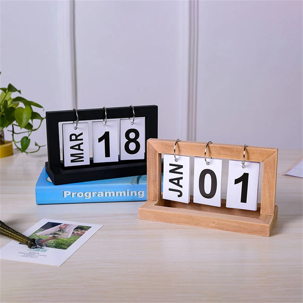 Wooden Perpetual Calendars Flip - Crystal Decor Shop