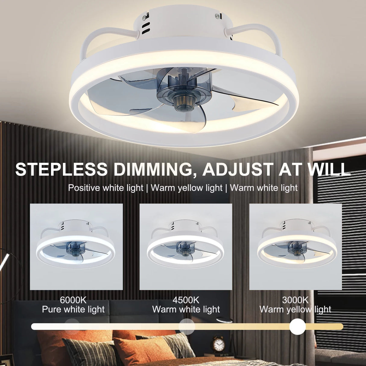 LED Ceiling Light Fan With Remote Control - Crystal Decor Shop